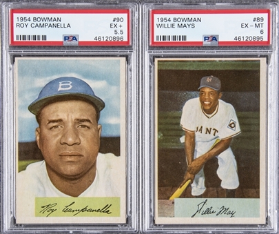 1954 Bowman Willie Mays and Roy Campanella PSA-Graded Pair (2 Different)